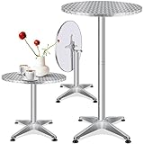 KESSER® 2in1 Stehtisch klappbar Bistrotisch 1er Set | Aluminium Edelstahlplatte | höhenverstellbar 70cm / 115cm | Partytisch Tisch Ø 60cm | In- & Outdoor | Empfangstisch | Klapptisch Silber