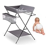 kangten Baby Wickeltisch Klappbarer Wickelkommode mit 3 Fächer Flat Wickelauflage für Kinder,Mobiler Wickeltisch &Badewanne Klappbar Wickelauflage Ablagefächer Wickeln