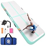 Gymnastik Matte Rechteck Luftkissen, Aufblasbare Gymnastikmatte Turnmatte für Akrobatik, Training & Yoga, 3M 4M, 10cm DickeAir Tumbling Track Trainingsmatte mit Pumpe (Mintgrün, 400x100x10cm)