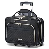 Lekespring Laptop Trolley Business mit Rolling Rädern, Stylische Wasserdicht Handgepäck Koffer Organizer mit 15.6 Zoll Laptopfach, Rollkoffer Aktenkoffer für Reisen/Business/Damen, Schwarz