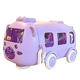 Bus Wasserflasche Für Kinder, 500ML Trinkbecher In Busform, Auslaufsicherer Trinkhalm Wasserbecher, Niedliche Cartoon Trinkflasche In Busform, Tragbare Wasserflasche Mit Klappdeckel Und Schultergurt