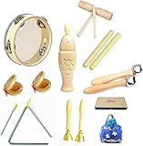 17 Stück Musikinstrumenten-Set, Kleinkind-Holz-Percussion-Set, reines Holz-Percussion-Musikinstrument-Spielzeug, Musik-Rhythmus-Instrumente-Set für Kinder