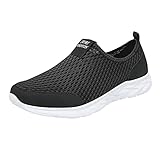 Slip-On-Mesh-Turnschuhe für Herren, Luftpolster, leichte Sport-Sneaker, dicke Sohle, elastisch, Tennis, Badminton, Mesh, atmungsaktiv, Workout-Sneaker, rutschfest, Trailrunning-Schuhe, Paar, weiß