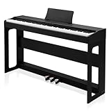 LEADZM 88 Tasten Digital Piano, Voll Gewichtete Tastatur, E-Piano mit MIDI-USB, Audio Bluetooth und Stereolautsprechern, 128 Töne und Rhythmen, 3-Pedal-System, Schwarz