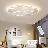 AnraM Moderne Kronleuchter, LED-Deckenlampe im Kinderzimmer, dimmbare Holz-Wolken-Deckenlampe mit Fernbedienung, Kinderlampe, Schlafzimmerlampe, Weiß, Kleinkind-Gästezimmer, Kitc Better life