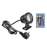 Lixada 10W RGB LED Unterwasserlicht mit Fernbedienung 16 Farben 4 Lichteffekte IP65 Wasserdicht Design für Pool Aquarium Brunnen Halloween Weihnachten Festival Hochzeitsfunktion,Schwarz