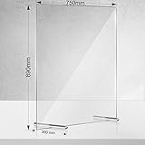 Manschin-Laserdesign Acryl Schutzschild | Niesschutz | Spuckschutz | Thekenaufsteller | Schutz gegen Tröpfcheninfektion 750x500mm (500x750 mm Hochformat (ohne Durchreiche))