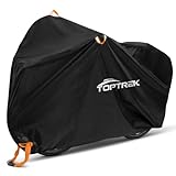 toptrek Fahrradabdeckung Wasserdicht 210D Oxford-Gewebe Fahrradgarage Outdoor 200 x 110 x 70 cm Hochwertige Fahrrad Abdeckplane mit Schlossösen Sonnenschutz Reißfestigkeit mit Beutel