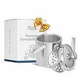 NUIA® XL Eiswürfelbehälter-Set - Eiseimer mit 1,3L aus Edelstahl - 100% bpa freie Eiswürfelbox - inkl. Deckel, Zange und Abtropfsieb