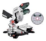 metabo Kappsäge KS 216 M Set - 1100 W, 216 mm Sägeblatt - Präzisionsschnitt, LED-Schattenlinie, integrierte Tischverbreiterung, leicht und mobil - Inkl. 2 Hartmetall-Sägeblätter und Zubehör