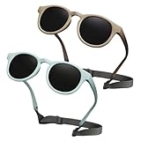 BYZESTY Baby Sonnenbrille 0-36 Monate, 2 Paar Kinder Sonnenbrille, Polarisierte Baby Sonnenbrillen mit Riemen Verstellbar, Polarisierte UV400 Schutz fur Jungen Mädchen
