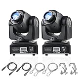 (2Pack) LED Moving Head Light Mini 30W DJ Moving Head Gobo Light mit 8 Gobos und 8 Farben, DMX und sprachgesteuertem Stage Strobe Spotlight für Hochzeit, DJ, Party, Club, Disco, Beam Lights