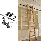 TWHZSAI 3ft-26,2ft einziehbarer Rollleiterbausatz für Bibliotheken (ohne Leiter), horizontaler Rollenbausatz mit Seilzug zur Wandmontage und verschiebbarer Bibliotheksleiter, Stabiler Stil und funkt