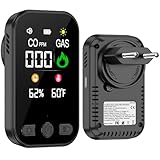 Gedsffati Gas- und CO-Melder mit Stecker für Haus, Gasmelder Gasalarm, Kohlenmonoxidmelder CO-Warner Warnmelder Zuhause, Brenngasmelder für Erdgas LPG Methan Propan Butan, Schwarz, HD12-CG