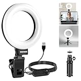 NEEWER Basics 5' Ringlicht mit Klemme und Mini Stativ, 10W 3000k-6000K Dimmbares Ansteckleuchte für Laptop Computer Monitor Videokonferenzen Selfie, Vlog Makeup, Live Streaming, Videoaufnahmen, BR60