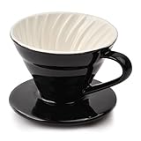 Kaffeefilter aus Porzellan, Handfilter Kaffee Filterbehälter, Permanenter Kaffeefilterhalter für 2-3 Tassen, Wiederverwendbarer Kaffeetropfer zu Manuellem Kaffee in Cafe & Hause (Schwarz)