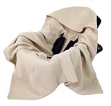 Babylux Musselin Einschlagdecke mit Kapuze – 90x90 cm – Sommer Babydecke für Autositz & Babyschale – 100% Baumwolle – Atmungsaktiv & Leicht (Beige)