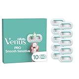 Gillette Venus Pro Smooth Sensitive Rasierklingen für empfindliche Haut, 10 Ersatzklingen, wiederverwendbarer Metallgriff und Duschhalter