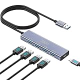 USB Hub 3.0, TSUPY USB 3.0 Hub Aluminium 120cm Verlängerungskabel mit 4 USB Port 3.0, USB Splitter USB Verteiler für MacBook, iMac, Surface Pro, XPS, Notebook PC, USB Flash Drives, und mehr