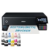 Epson EcoTank ET-8550 3-in-1 Tinten-Multifunktionsgerät (Kopie, Scan, Druck, A3, 5 Farben, Fotodruck, Duplex, WiFi, Ethernet, Display, USB 2.0), Tintentank, schwarz