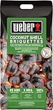 Weber Grill-Briketts aus Kokosnussschalen (4kg Sack), leistungsstark, für Lange und konstante Glut, ideal für längeres Grillen des Grillguts, 100% natürlich (18401), Schwarz