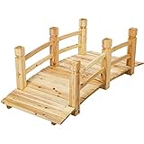 STILISTA Holzbrücke mit Geländer 150 x 65 x 53 cm, geölt, belastbar bis 150 kg, Farbwahl, Hell-braun