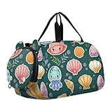 Foiosoh Sea Animal Kinder-Sporttasche mit Schuhfach, multifunktional, Wochenend-Tragetasche, Reisetasche für Schule, Training, Sport, Reisen