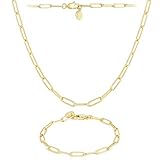 ALEXCRAFT Gliederkette Edelstahl Lange Hammer Flachkette Ankerkette Gold Halskette mit Verstellbarem Hakenverschluss für DIY Schmuckherstellung