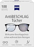 ZEISS AntiBeschlag Tücher 100 Stück für einen lang anhaltenden Beschlagschutz schon während der Reinigung - jedes Tuch einzeln verpackt - ideal für unterwegs oder auf Reisen