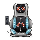 Comfier Shiatsu Rücken und Nacken Massagesitzauflage mit Wärme - 2D / 3D-Knet Massageauflage mit voller Rückenlehne und einstellbarer Luftkompresse, Ganzkörper Massagematte für Damen, Herren