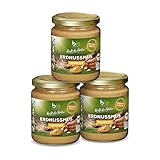 Biozentrale Erdnussmus Crunchy | 3 x 250 g Nussmus | vegane, glutenfreie Protein Quelle | ohne Palmöl, enhält natürlichen Zucker | Peanut Butter für Brot und Smoothi, Streichzarte Erdnussbutter