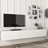 [en.casa] Fernsehschrank Vihti mit 3 Staufächern Lowboard 180x31x29,5cm Hängeboard schwebend Weiß