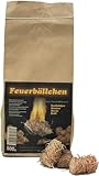 Feuerbällchen - das Original - zum Anzünden von Kachelofen, Kamin, Herd, Grill, Lagerfeuer - aus Naturprodukten - unempfindlich gegen Nässe - Made in Germany - 0,5 kg Tüte (ca. 40 Stück)