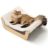 MEWOOFUN Katzenbett, Katzenbett Flauschig Hängematte Katze, Katzenbetten für Indoor-Katzen, Katzenhängematte aus Holz 58 x 44 x 22.5 cm, geeignet für Katzen, Hunde, Kaninchen, Kätzchen und Kleintiere
