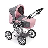 Bayer Chic 2000 - Puppenwagen Leni, 2in1 Kombipuppenwagen mit herausnehmbarer Tragetasche, Melange grau, rosa, 64 x 37 x 68 cm