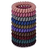JessLab Spirale Haargummis, 10 Stück Spurlos Telefonkabel Haargummis für Pferdeschwanz, Kunststoffspulen-Haarbänder für Frauen und Mädchen, Farblich Sortiert (#6)