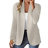 Generisch Blazer Damen,Sportlich Longblazer Basic Knöpfen Vintage Anzugjacke Einfarbig Mantel Jacke Büro Anzugjacke Oversized Blazerjacke Leicht Mantel Büro Sakko Anzugjacke für Arbeit