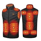 DROOS Beheizte Weste für Herren und Damen, elektrische Jacke, Fleece-Weste, elektrische Thermoweste, Softshell-Thermoweste im warmen Winter für Jagd, Outdoor, Wandern, Camping (Schwarz) (3XL, Schwarz)