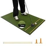 COSTWAY Golf Abschlagmatte, 152 x 117cm Golf Übungsmatte inkl. 2 Gummi-Tees und 2 Ausrichtungsstäbe, Golfmatte mit 6 Abschlagpositionen, für Indoor und Outdoor (152 x 117cm, 25mm)