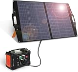 100W Solarpanel-Ladegerät, Faltbares Solarpanel-Kit mit 20-28-V-DC-Anschluss für Kraftwerke Jackery/Rockpals, Tragbarer Solargenerator mit USB-A USB-C QC 3.0 für Notfälle im Freien, Camping, Van