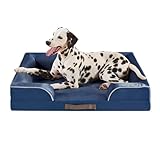 Friends Forever Orthopädisches Hundebett für große Hunde, wasserdichtes Hundebett aus Memory-Schaum, Größe L, mit abnehmbarem waschbarem Bezug, Ally Navy, 35x25x6,5