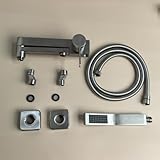 PHASAT Wandmontage Badewannenarmatur mit Handbrause, Einhand-Wannenbatterie mit Schwenkarm, Badewannenarmaturen mit 90 ° drehbarer Auslauf, Wannenarmatur Badarmaturen Gebürstetes Gold PTBG18E