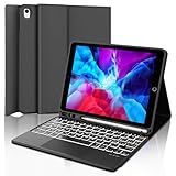 IVEOPPE Tastatur iPad 9. Generation mit Touchpad, iPad 10.2' Tastatur mit Hülle (iPad 9./8./7. Generation), Magnetisch Abnehmbarer mit QWERTZ Tastatur für iPad Air 3 und iPad Pro 10.5, Schwarz