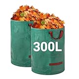 Velway Gartensack 2x300L Gartenabfallsack Laubsack - Stabil Selbststehend mit 4 Griffen, Robust & Wasserdicht - Wiederverwendbar & Faltbar für Grünschnitt, Laub, Rasenschnitt, Gartenabfälle