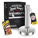 QUIRILITY | Smash Burgerpresse Edelstahl | Fleischklopfer Spülmaschinenfest | Schnitzelklopfer für Smash Burger | Fleischhammer und Burger Smasher Professionell | Plattiereisen, Burger Presse, Smasher