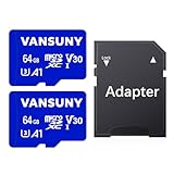 Vansuny Micro SD Karte 64GB 2 Stück Speicherkarte Micro SD 64GB 2er Pack mit SD Adapter Bis zu 90 MB/s Lesegeschwindigkeit (UHS-I, U3, A1, V30, C10, 4K UHD microSDXC)