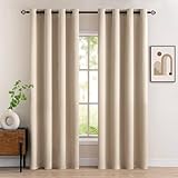 MIULEE Verdunklungsvorhänge Beige Vorhänge Blickdicht 2er Set 225 cm Lang, Modern Gardinen Ösen Abdunkelnde Vorhänge Wohnzimmer Schlafzimmer, Fenster Gardine Verdunkelung Thermovorhang H 225 x B 140