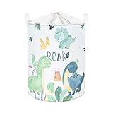 Clastyle 45L Dinosaurier Wäschekorb Kinderzimmer Rund Aufbewahrungskorb Kinder für Kleidung Spielzeug aufbewahrung, 36x45 cm