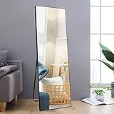 BEAUTYPEAK Ganzkörperspiegel, 55,9 x 165,1 cm, zum Stehen oder Anlehnen an die Wand, groß, rechteckig, für Wohnzimmer, Schlafzimmer, Heimdekoration, Schwarz