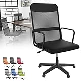 TATIVALO Ergonomischer Bürostuhl mit Höhenverstellung – Schreibtischstuhl mit Gepolstertem Sitz, Drehstuhl für Home Office & Büro, Komfortabler Chefsessel – Schwarz